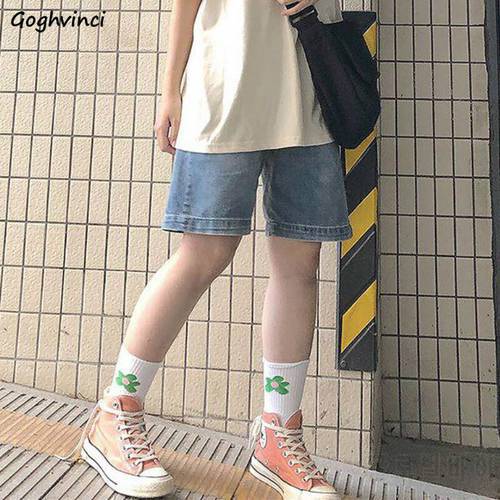 Shorts Women Denim Knee-length Straight 2XL High-waist Korean Style BF Loose All-match Streetwear Harajuku Simple Student Womens