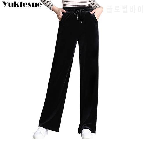 streetwear 2022 autumn velvet women&39s pants female high waist wide leg pants capris for women trousers woman clothes 5xl 6xl