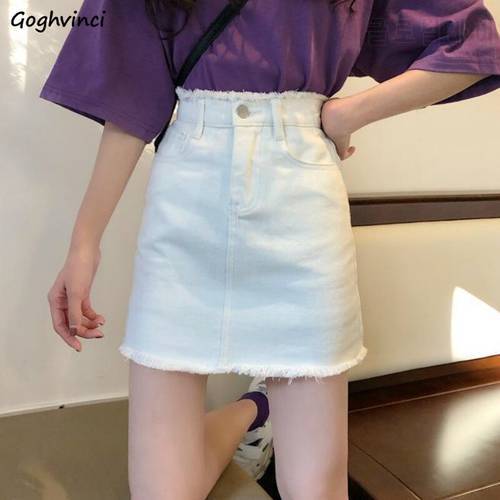Skirts Women New White Black Solid Denim Pockets Ulzzang Solid Retro All-match Harajuku Students High Quality Comfortable Womens