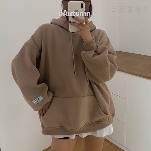 Oversized Streetwear Hoodies Vintage Harajuku Loose Hooded Sweatshirts Hip Hop Autumn Winter Fleece Korean Big Pockets New X842