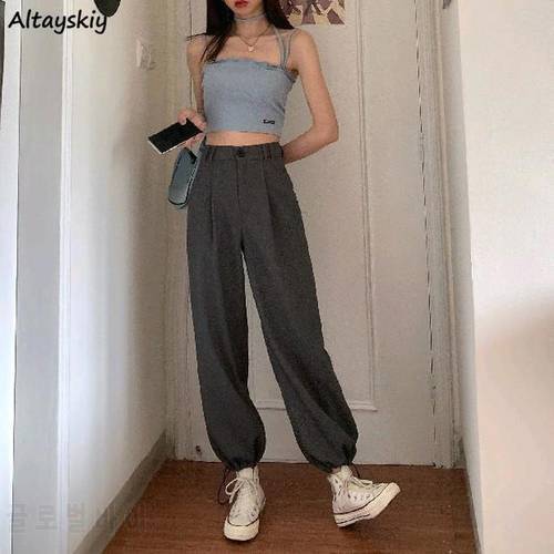 Wide-leg Pants Women 4XL Full Length Fall Fashion Harajuku Korean High Waist Chic Leisure Trousers Solid New Trendy Simple Basic