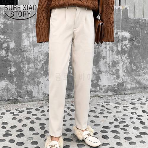Autumn and Winter Woolen Harem Pants Women Straight Loose Pants Casual Trousers Female Full Length High Waist Pants 6994 50