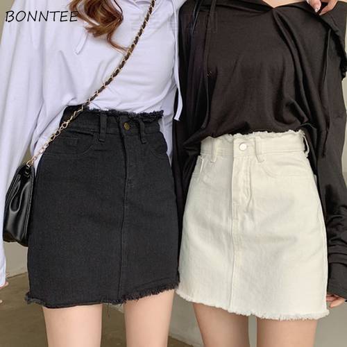 Skirts Women Single Button Solid Daily Korean Style Trendy All-match Pockets Simple A-Line Skirt Womens Elegant Female 2020 New