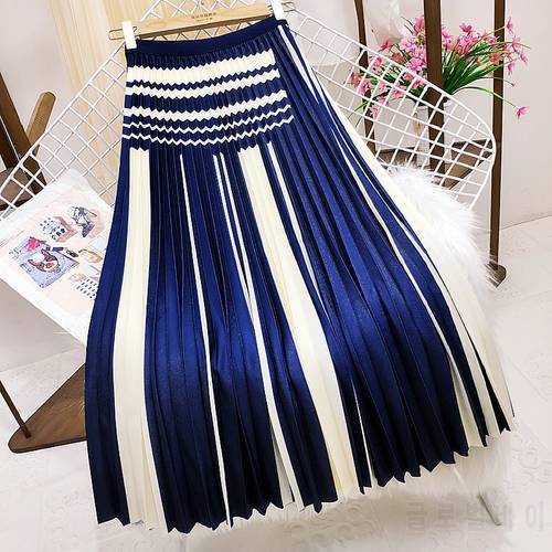 Korobov 2021 New Hit Color Striped Skirts Japanese Streetwear High Waist Hip A-Line Skirt Korean Chic OL Pleated Faldas Mujer