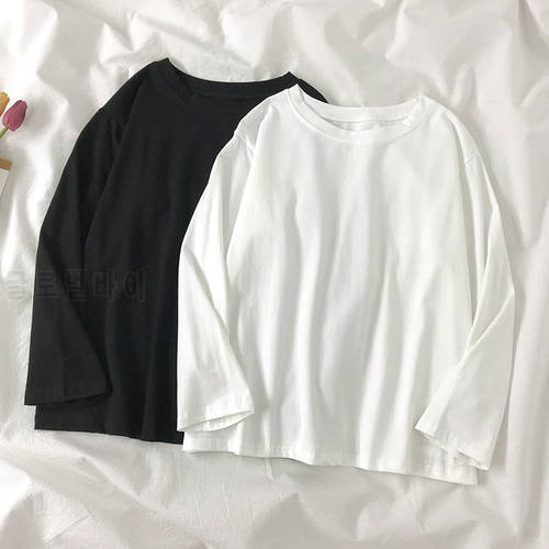 Woman Tshirts White Long Sleeve T-shirt Women&39s Autumn and Winter Loose Top Wear Ropa Mujer Camisetas
