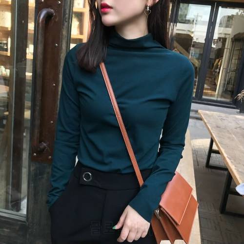 Woman Tshirts Autumn and Winter Turtleneck Women&39s T-shirt Long Sleeve T-shirt Top Thick Ropa Mujer Camisetas