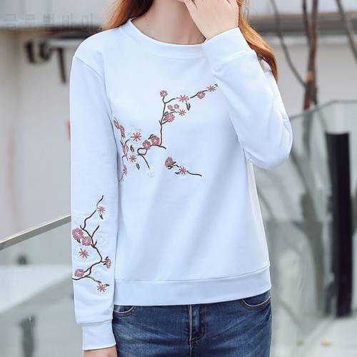 Shintimes Embroidery Women T Shirt Long Sleeve Tees Cotton O Neck Ladies Tops Spring Autumn Woman Clothing 2022 Poleras Mujer
