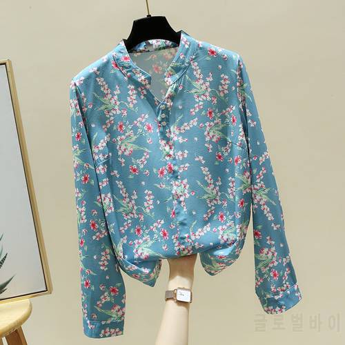 Long Sleeve V-Neck Print Chiffon Blouse Shirt Blusa Women Tops Female Blouse Women Blusas Mujer De Moda 2022 Women Clothing E40