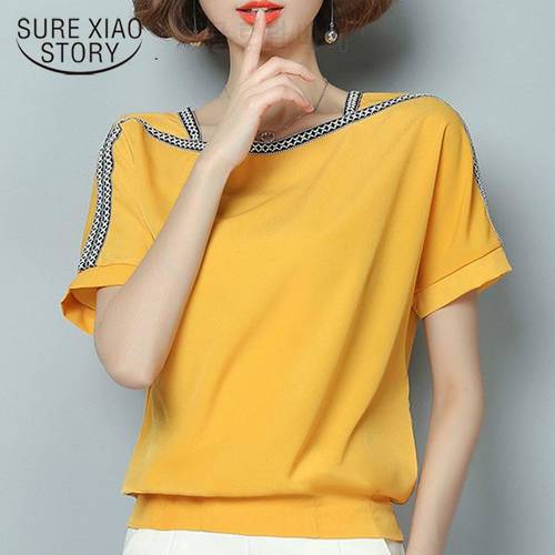 2022 Casual Tops Short Sleeve Women Tops Summer Chiffon Blouse Women Shirt Blusas Femininas Fashion Women Blouse Shirt 0370