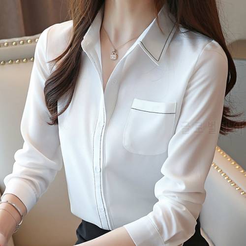 Blusas Mujer De Moda 2022 Turn Down Collar Office Blouse Tops Long Sleeve White Blouse Chiffon Blouse Shirt Women Blouses B951