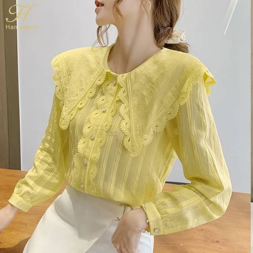 H Han Queen New 2021 Korean Shirt Female Blouse Long Sleeve Work Casual Tops Chiffon Blouses Simple Basic Women&39s Office Blusa