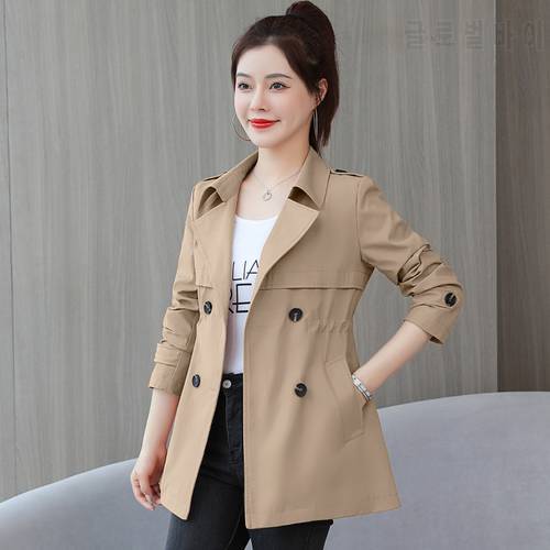 2022 New Autumn Women Jacket Windbreaker Female Korean Double breasted Basic Jackets Loose Basic Coat Casual Outwear