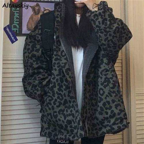 Jackets Women Autumn Vintage Leopard Causal Loose All-match New Korean Style Outerwear Warm Fashion High Street Mujer Harajuku