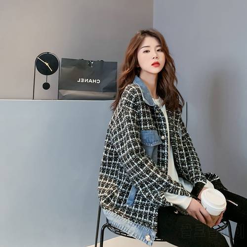 SuperAen Korean-Style Loose Casual Turn Down Collar Jacket Autumn and Winter 2020 Denim Jacket Women