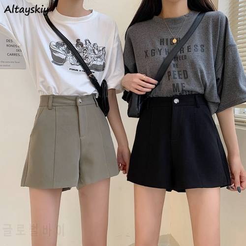 Shorts Womens Autumn High Waist Solid Simple Friends Loose Female Korean Style A-Line Chic Popular All-match Ladies Ins 2020 BF