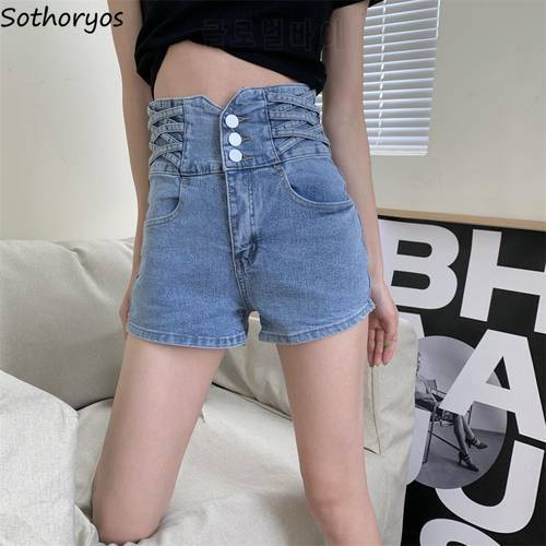 Women Denim Shorts Solid Fashionable Chic High Waist Vintage Casual Slim Designed Ulzzang All-match Streetwear Jeans Hot Daily