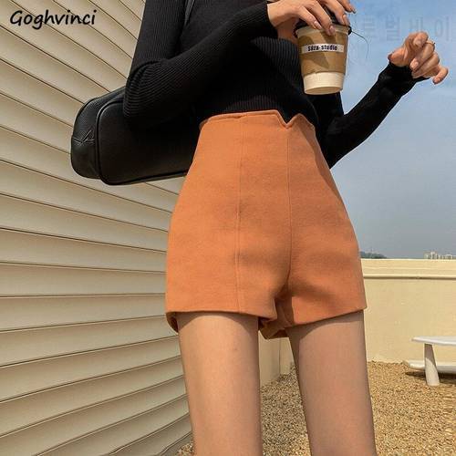 Shorts Women Spring Orange Solid Simple High Waist New Arrival Zipper Fly Trousers Casual All-match Fashion Korean Style Lady