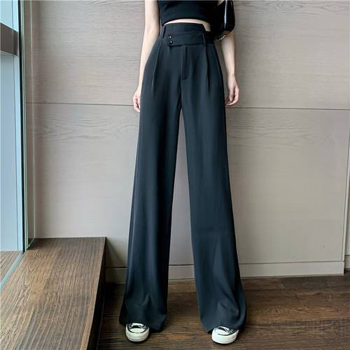 2021 New Straight Large Size Casual Solid Wide Leg Trousers Streetwear Suit Full-Length Hot Selling Chic Loose High Quality Pant