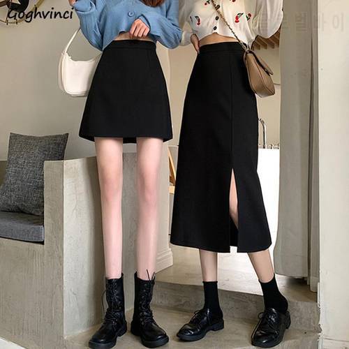 Skirts Women Hot Sale XS-3XL High Waist Side Split Slim Elegant A-line Fashion Skirt All-match Korean Trendy Vintage New Arrival