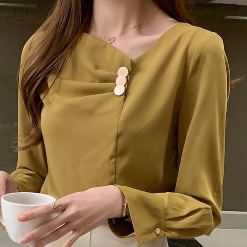 Autumn Long Sleeve V-neck Chiffon Blouse Shirt Tops Blouse Women Blusas Mujer De Moda 2022 Tops Women Blouses Shirts Blusa D617