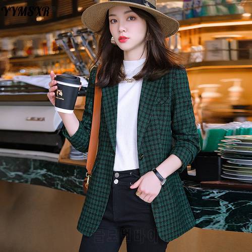 2022 Autumn and Winter High-quality Plaid Small Suit Office Women&39s Temperament Long-sleeved Retro Slim Jacket Coat