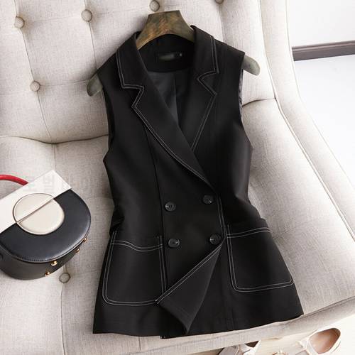 Autumn Women&39s Fashion Elegant Ladies Blazer Double Breasted Women Sleeveless Jacket Vest High Quality 2022 New