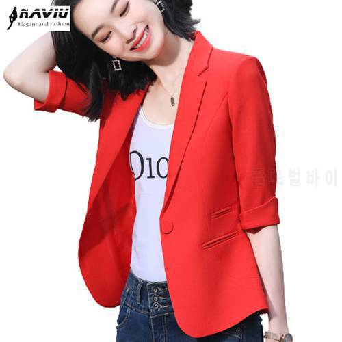 Women Blazer 2022 Spring New Casual Temperament Half Sleeve Slim Jacket Office Ladies Work Coat