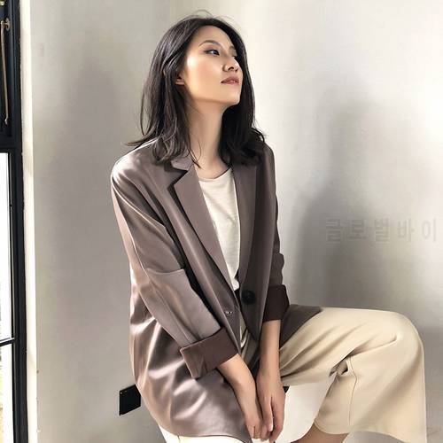 Women Casual Notched Blazer Jackets 2019 Autumn Office Work Slim Fit Blazers Ladies Suits Streetwear