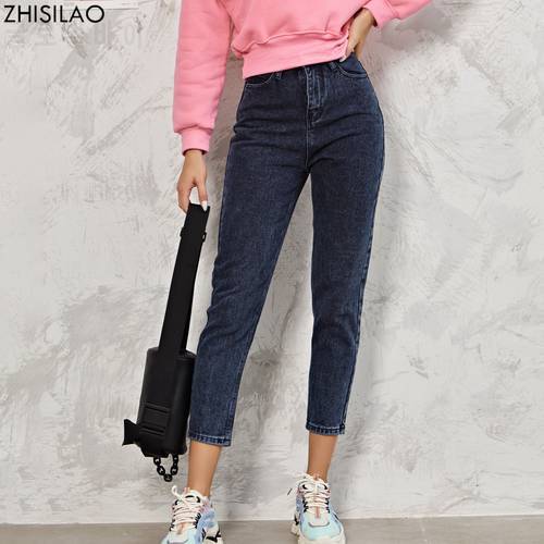 ZHISILAO Harem Jeans Pants Fashion High Waist 100% Cotton Loose Vintage Blue Denim Pants Autumn 2021 Streetwear Jeans