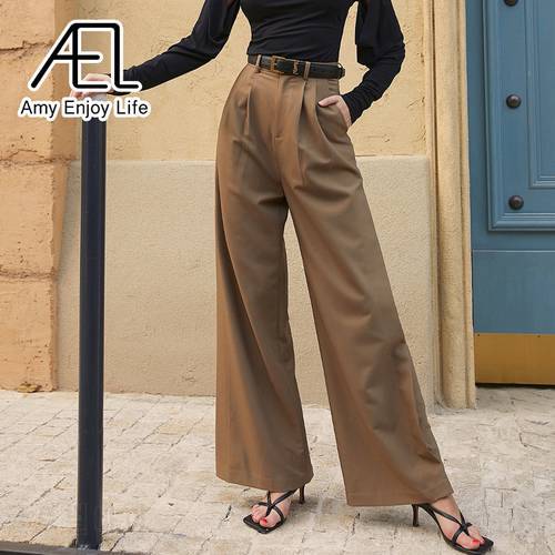 AEL Women Wide Leg Loose Trousers High Waisted Pants Elegant Vintage Solid Casual Streetwear Ladies Fashion Quality Clothing