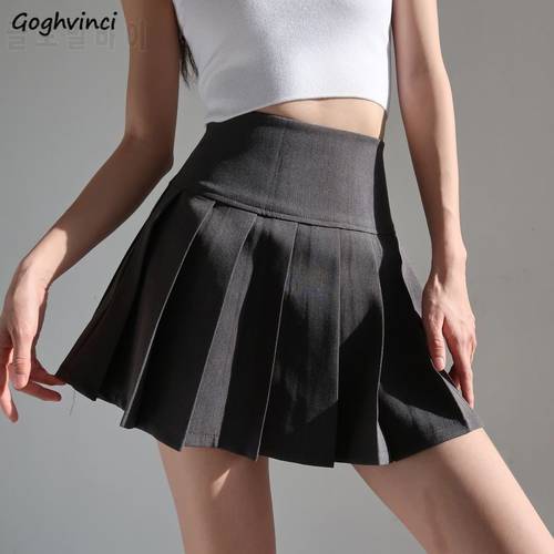 Pleated Skirts Women Folds High-quality Chic Vintage Harajuku Leisure Trendy Sweet Girls Simple All-match Streetwear Baggy Retro