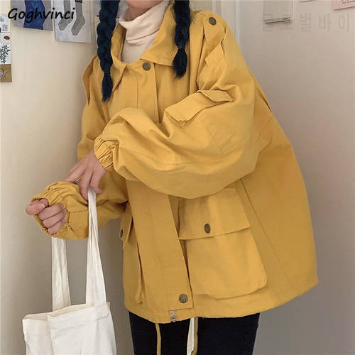 Jackets Womens Solid Harajuku Big Pockets Bf Leisure Trendy Streetwear Couple All-match Chic Tops Female Kroean Style Hot Sale