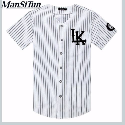 New Summer Style Mens T shirts Fashion 2020 Streetwear Hip Hop Shirt baseball jersey striped shirt Men Clothes tyga M-XXL