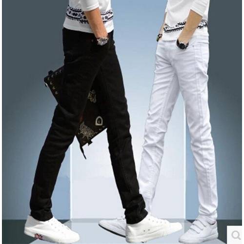 High Quality 2022 Indoor Black And White Jeans Thin Young Students Straight Leisure Denim Teenager Skinny Jeans Men Pencil Pants