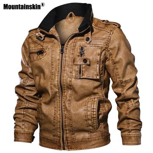 Mountainskin Mens Leather Jackets Motorcycle Zipper Pockets Male US Size PU Coats Biker Faux Leather Fashion Outerwear SA893