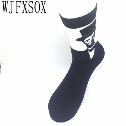 WJFXSOX 1 pairs new men&39s socks in the middle of the gentleman pattern men&39s cotton socks Happy Streetwear Meias Hemp Male Socks
