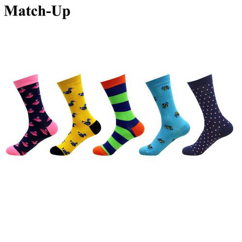 Match-Up New brand men&39s Colorful socks Funny British Style Combed Cotton wedding socks (5 Pairs/Lot) US7.5-12