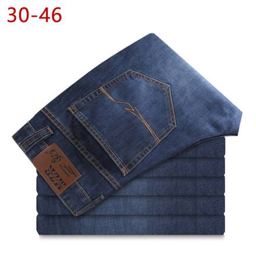 Men Big Size Comfortable Fashion Jeans Male Classic Stretch Straight Leisure Pants Homme Breathable Quality Blue Casual Trousers