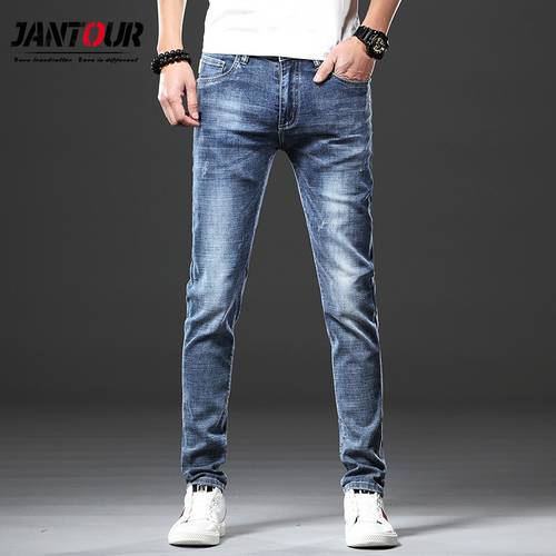 Jantour Brand Skinny jeans men Slim Fit Denim Joggers Stretch Male Jean Pencil Pants Blue Men&39s jeans fashion Casual Hombre new