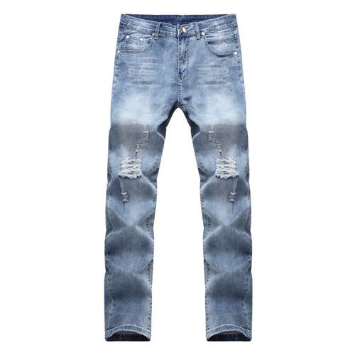 2018 blue men&39s hole jeans Slimming casual jeans