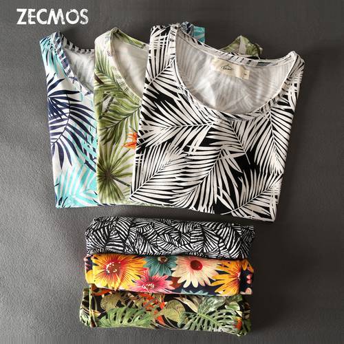 Zecmos Flowers Print T-Shirt For Men 2017 Summer New T Shirt Men Floral Hawaiian Fashion Tops Casual Tees Brand Waistcoat Leave