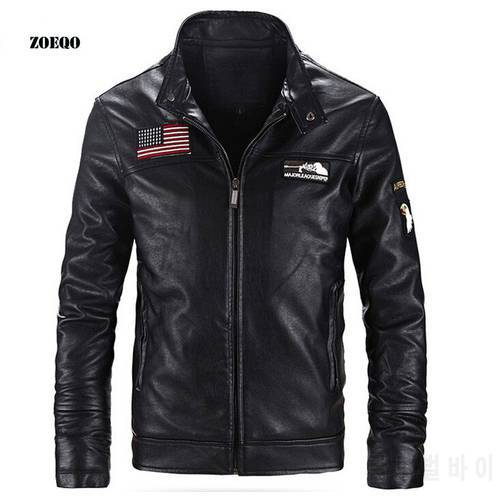 ZOEQO men pu leather jacket ,motorcycle leather jackets men jaqueta de couro masculina , leather jacket coats mens Stand Collar