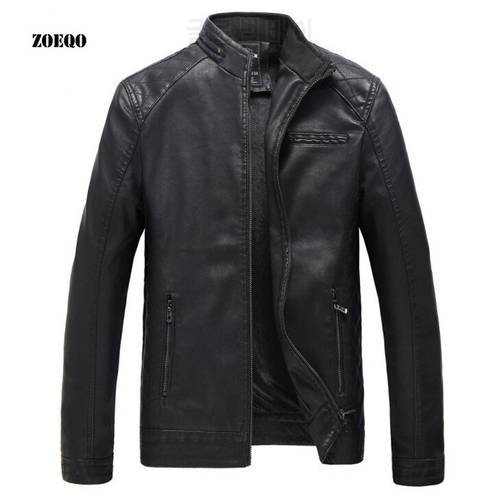 ZOEQO Leather Jacket Men Fashion Autumn Motorcycle PU Leather Male Winter Jackets Outerwear Faux Leather Coat PU Jacket For Men