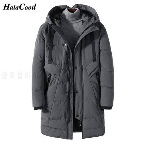 HALACOOD Men Winter Long Thick Parkas Jacket Outerwear Plus Size Male Fashion Casual Loose Warm Cotton Padded Coat Mens Overcoat