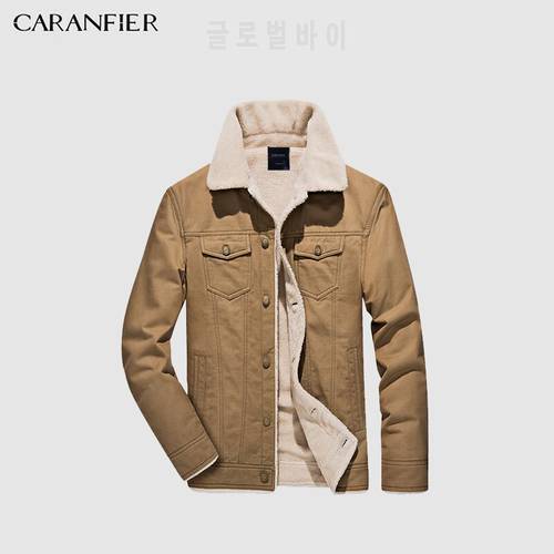 CARANFIER Jackets Men Fashion Velvet Thicken Male Outerwear Casual Slim Fit Solid Color Winter Men Parka Jackets Coats M-4XL