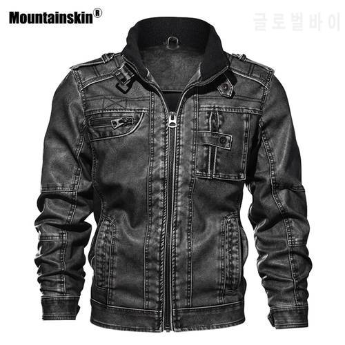 Mountainskin Men&39s PU Jacket Leather Coat Autumn Slim Fit Faux Leather Motorcycle Jackets Male Coats Brand Clothing SA591