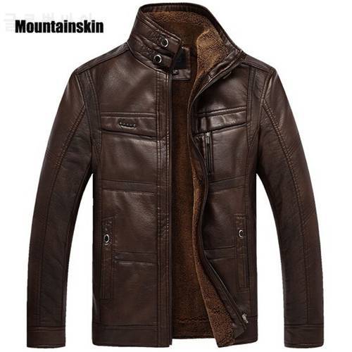 Mountainskin Leather Jacket Men Coats Brand High Quality PU Outerwear Men Business Winter Faux Fur Male Jacket Fleece EDA113