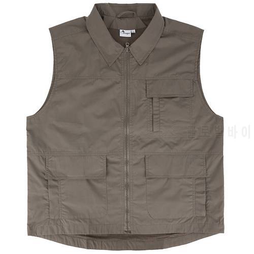 Fishing Vests Summer Sleeveless Jackets for Men Khaki Casual Clothes Men&39s Breathable Vest Europe Turn-Down Collar Waistcoat