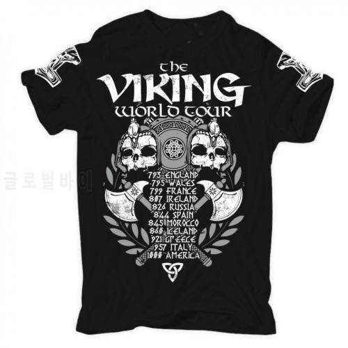 Viking World Tour T shirt Men Viking Warriors Odin 100% cotton casual gift tee USA Size
