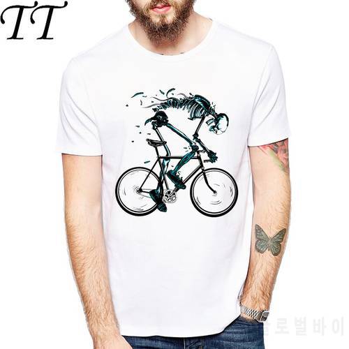 Worn out Bikes T-shirts Men Funny Skeleton Design Short Sleeve O-neck Tshirts Fashion Summer Style Tops Tees